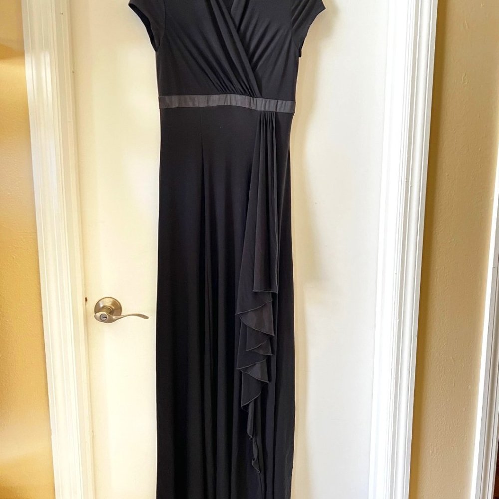 Black Maxi Dress - Size S - 4- draped detail
